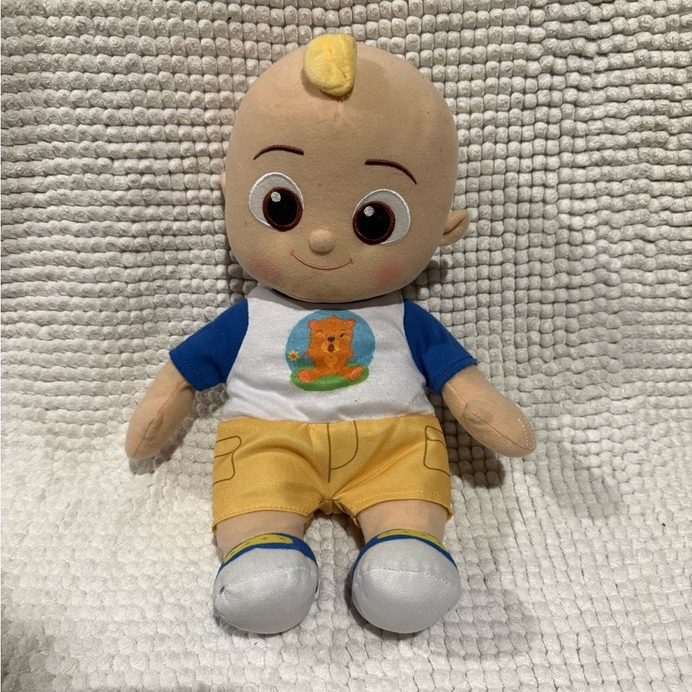 Cocomelon JJ Plush Baby Doll in Yellow and Blue Outfit - Soft Kids Toy